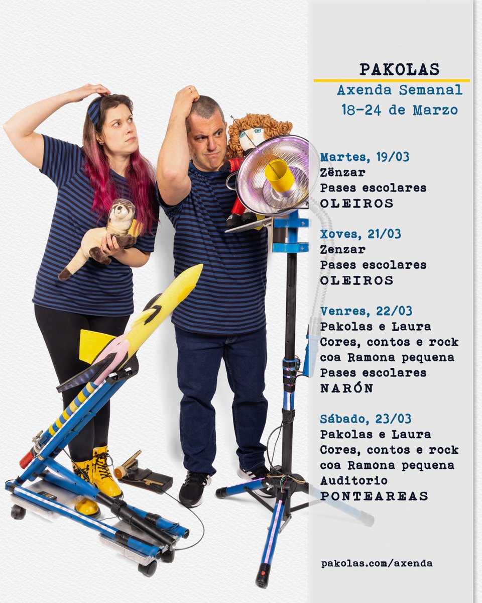 A quen lle gustan as viaxes? Que levante a man! Pois esta semana toca viaxe rockeira a tope! Tomade nota! Toda a info en pakolas.com/axenda
#oleiros #naron #ponteareas
#lauraromero #pakolas #rock #rockinfantil <a href="/EdGalaxia/">Editorial Galaxia</a> <a href="/VisitPonteareas/">Visit Ponteareas</a> <a href="/EUPonteareas/">EU Ponteareas</a>