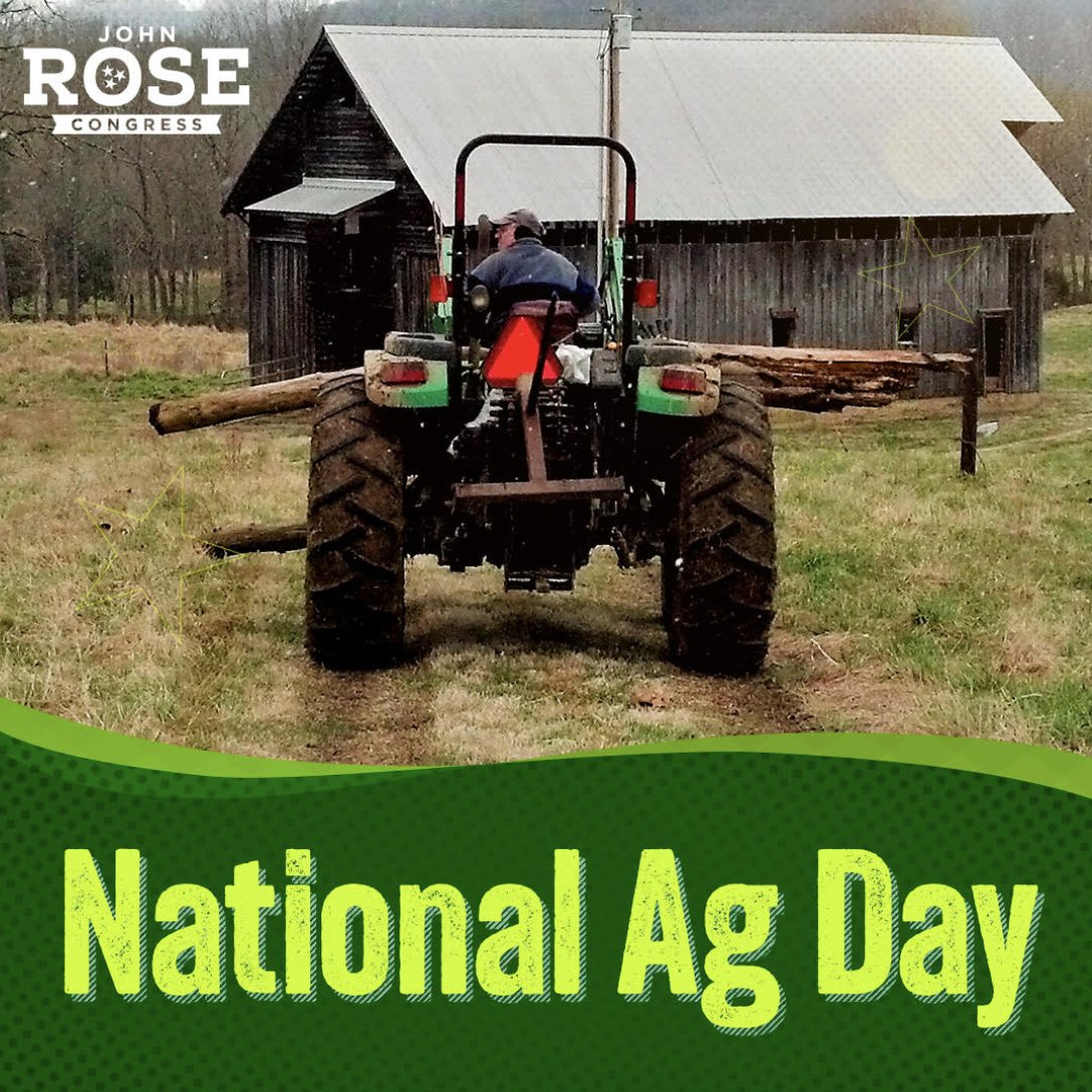 Agriculture is such a big part of my life and our culture here in Tennessee. Grateful for the hardworking farmers who keep our Ag industry running! #NationalAgDay