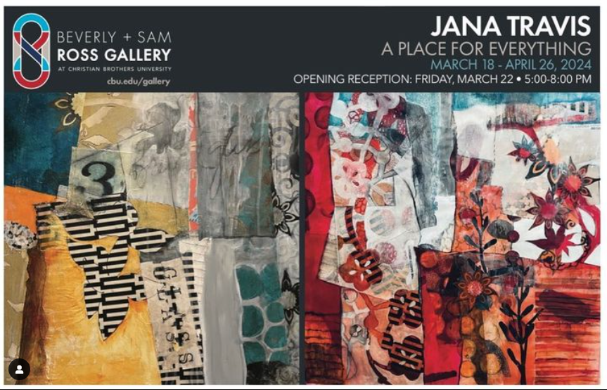 JANA TRAVIS
A PLACE FOR EVERYTHING
March 18 – April 26, 2024
Opening Reception: Friday, March 22 (5:00-8:00 pm)
Learn more: cbu.edu/gallery >> 

#cbu #art #gallery #exhibition #janatravis #artist #Memphis #VisualArt #artexhibition #artcollector