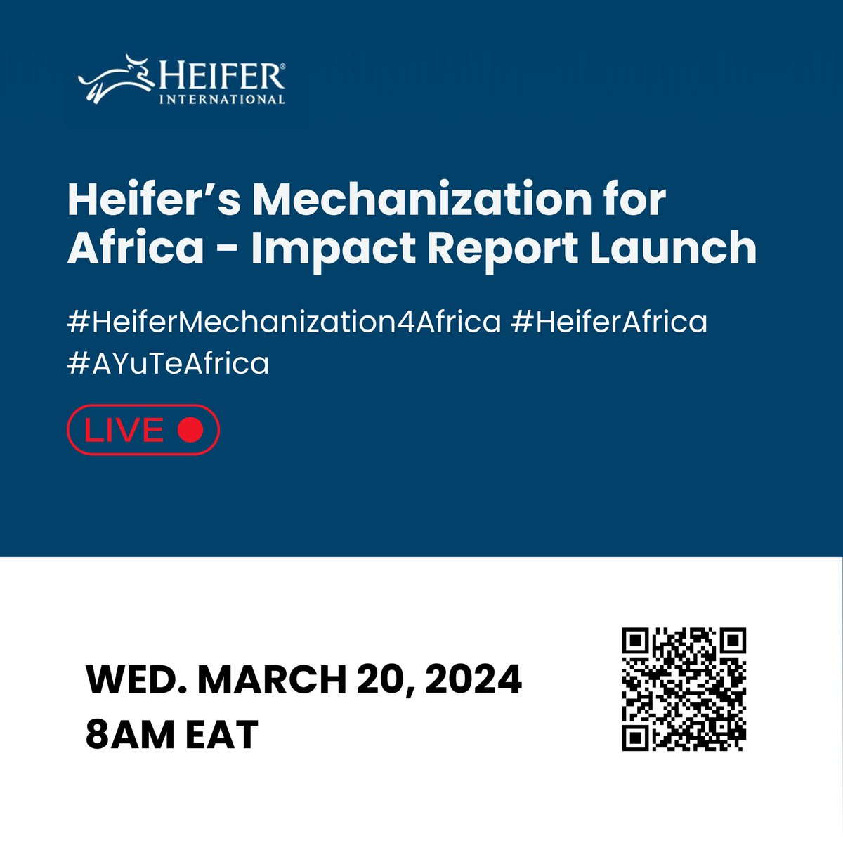 Join us tomorrow morning March 20th, 2024, at 8am EAT for the launch of the #Heifer’s Mechanization for Africa - Impact Report Launch and press briefing. 🚀 We're excited to invite our esteemed media partners to the Villa Rosa Kempinski Hotel in Nairobi for this important event.…