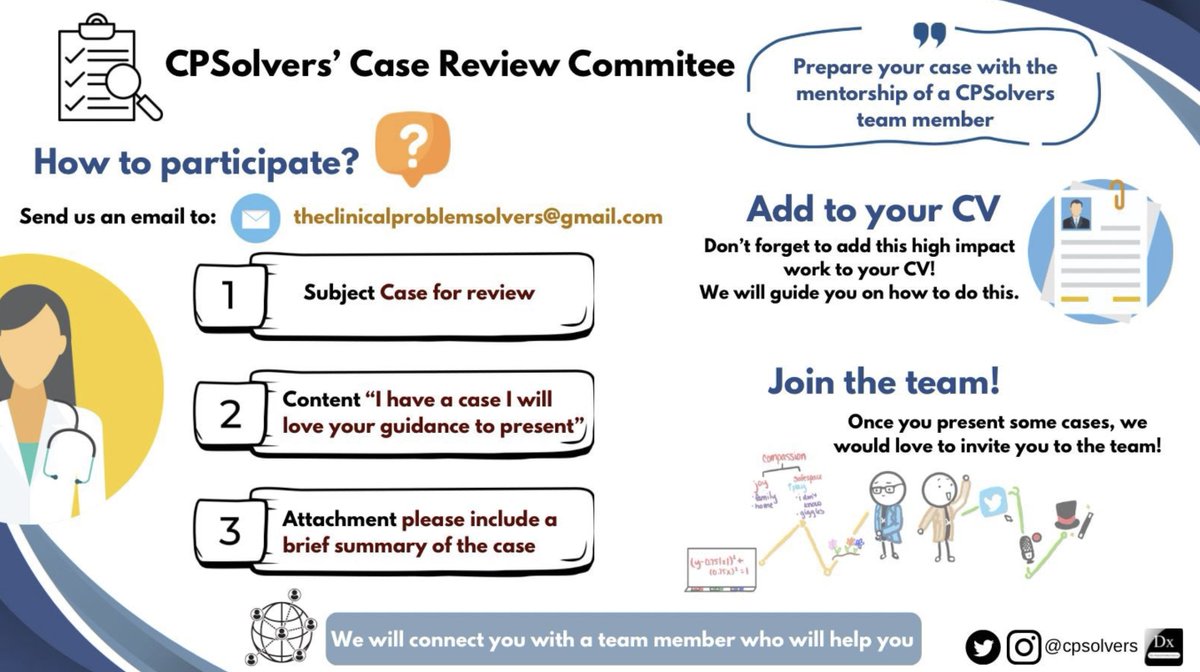 Do you have an educational medical case and want to bolster your CV? Look no further than the @CPSolvers VMR. The whole team is waiting to help you put it together and make an impact in this space.