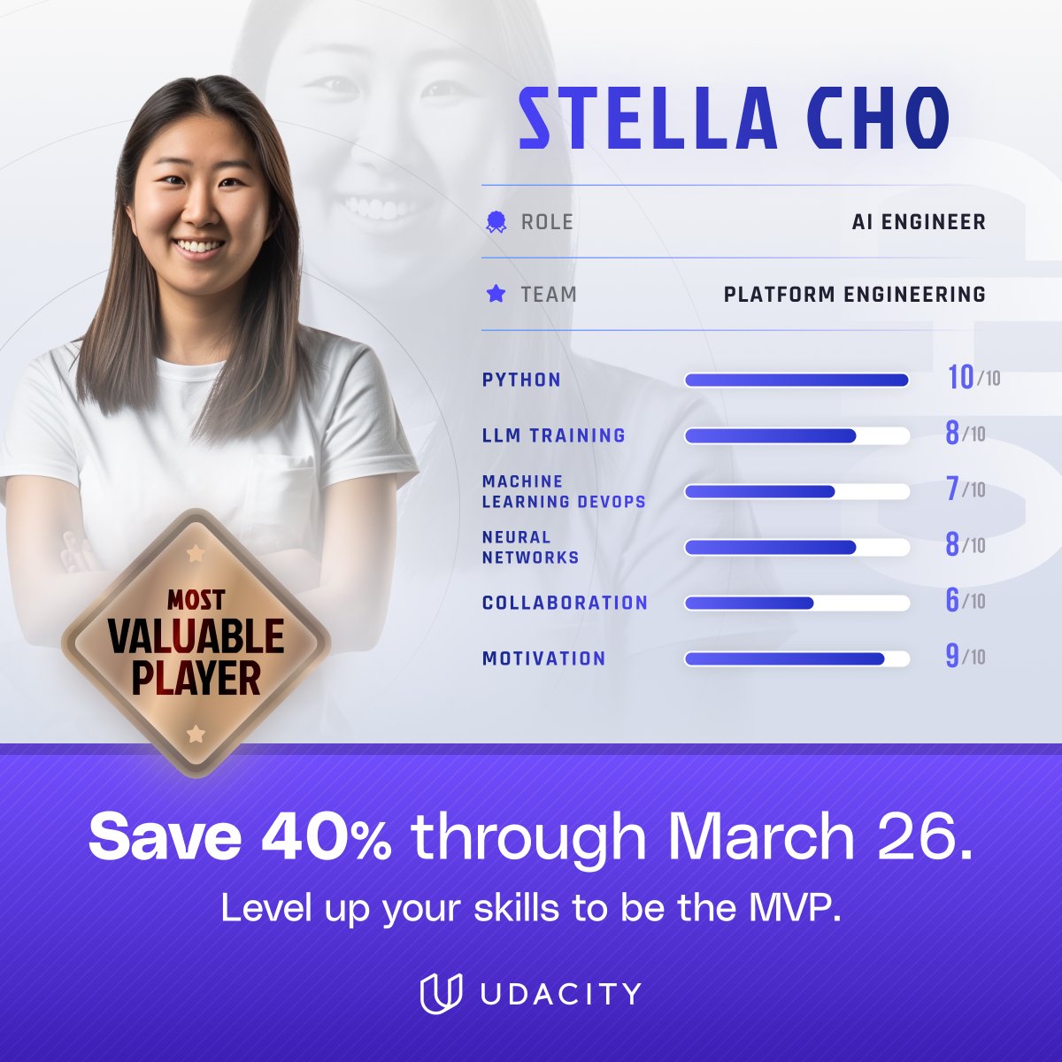 🏀 Does March Madness have you thinking about underdogs and all stars? With Udacity, you’ll unlock unlimited access to the skills powering Silicon Valley. Now until March 26th, get 40% off. Just use code MARCH40 at checkout. bit.ly/49YQ8OW #march40 #MarchMadness