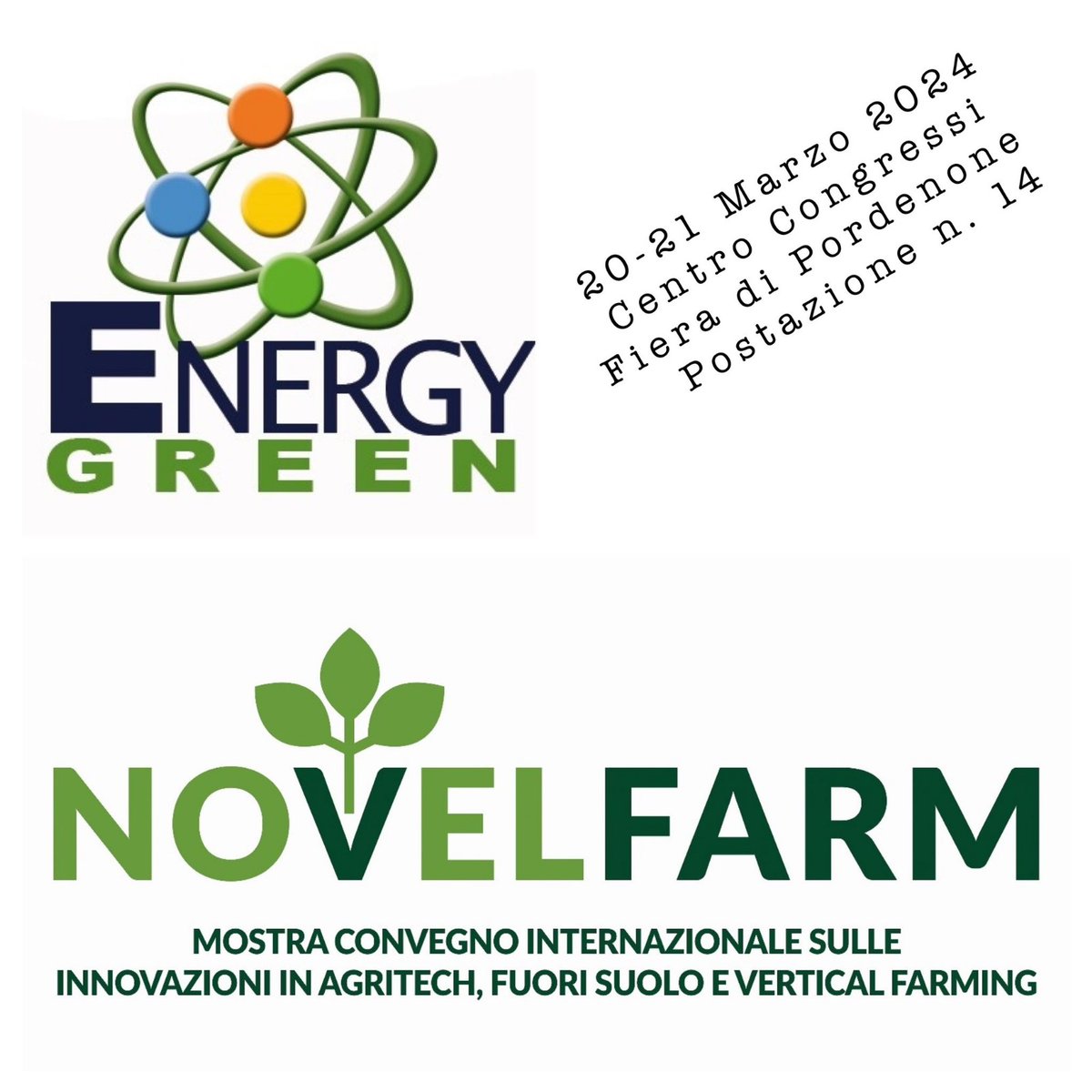 "𝐏𝐨𝐬𝐢𝐳𝐢𝐨𝐧𝐞 𝐧. 𝟏𝟒" del 𝐂𝐞𝐧𝐭𝐫𝐨 𝐂𝐨𝐧𝐠𝐫𝐞𝐬𝐬𝐢 della 𝐅𝐈𝐄𝐑𝐀 𝐃𝐈 𝐏𝐎𝐑𝐃𝐄𝐍𝐎𝐍𝐄 al 𝐍𝐨𝐯𝐞𝐥 𝐅𝐚𝐫𝐦 𝐄𝐱𝐩𝐨 𝟐𝟎𝟐𝟒 il 20 e il 21 Marzo 2024
fb.me/e/643MTNMOG

#EnergyGreen #NovelFarmExpo #innovazioni #agritech #fuorisuolo #verticalfarming