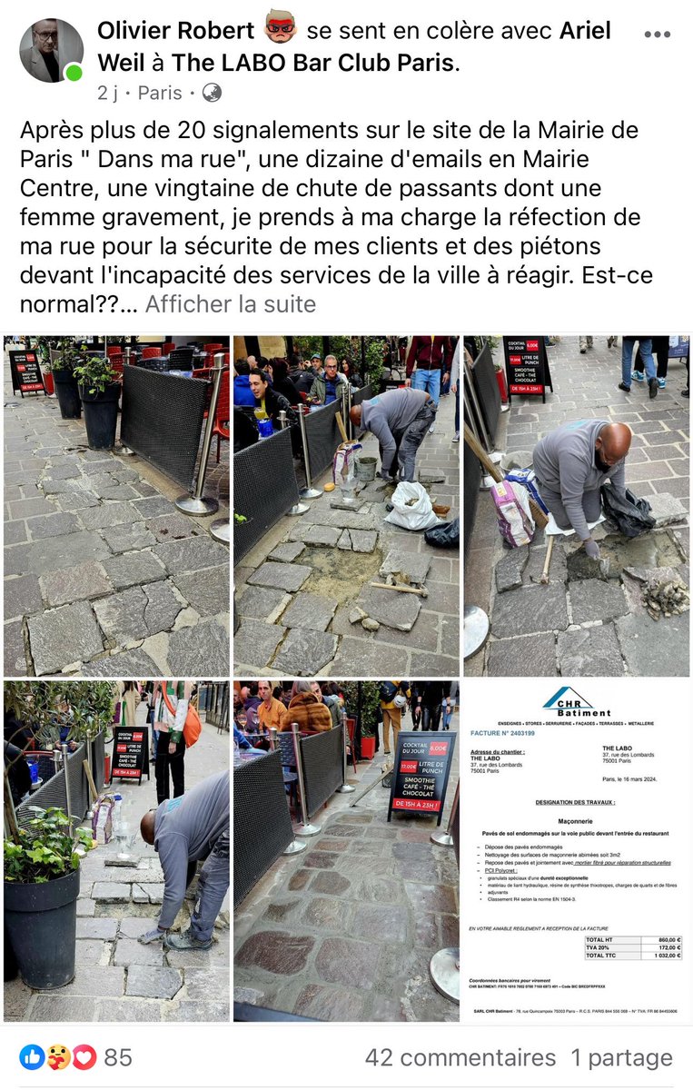 aurelien_veron's tweet photo. Merci aux commerçants qui payent de leur poche la réfection de la chaussée en plus des +62% de taxe foncière.
Ici rue des Lombards @co_sneg https://t.co/Kh5zuywi1W