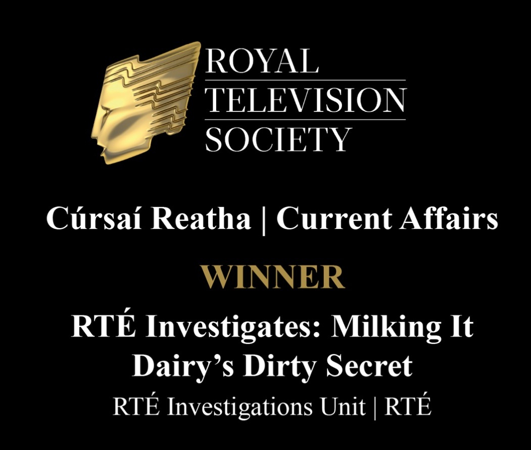 @CNaM_ie @MiaKatja @eggpost @five_mile_films @SkyIreland @windmilllane @dyehousefilms @rte Best Current Affairs/ Cúrsaí Reatha

🏆 WINNER: RTÉ Investigates: Milking It: Dairy’s Dirty Secret

RTÉ Investigations Unit | @rte

#RTSIrelandAwards