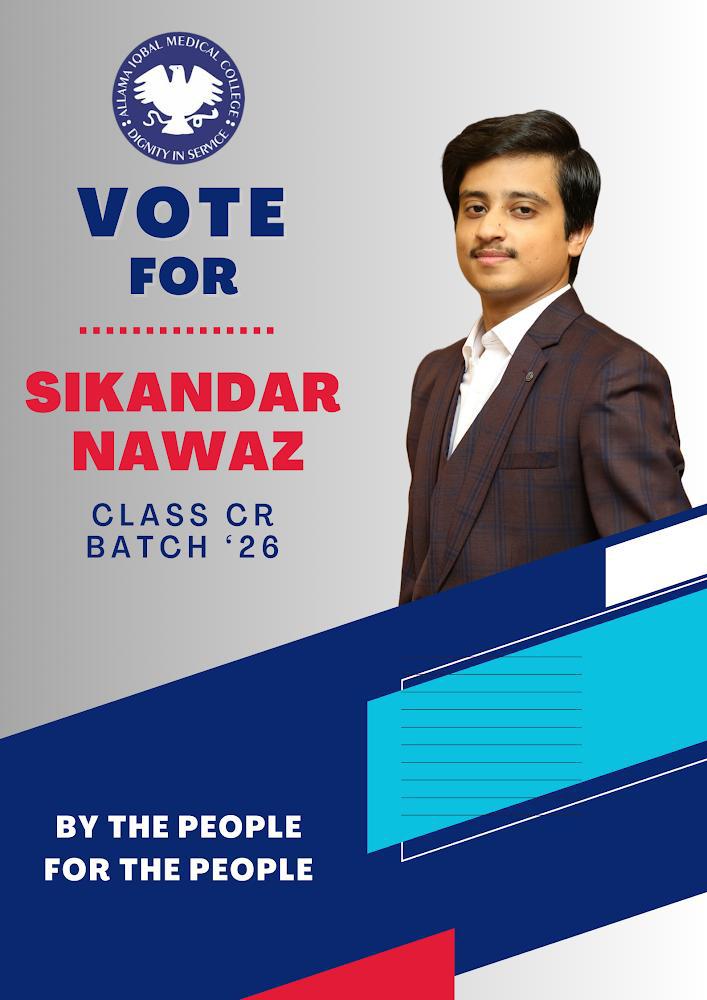 ceqandar's tweet photo. Asalam-u-alikum 

As your classmate I, Sikandar Nawaz, present myself as a candidate for these upcoming CR elections. 

By the people, for the people 
BATCH 26. https://t.co/GPM6S29uwz