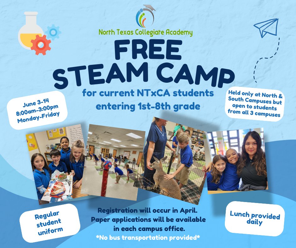 FREE Summer STEAM Camp registration happening in April!  Save these dates!!