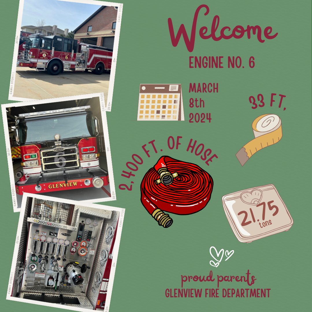 The <a href="/GlenviewFire/">Glenview Fire Dept</a> are the proud new parents of not one, but TWO new vehicles! 🔥🚒

Truck No. 14 and Engine No. 6 joined the family on March 8 and weigh a combined 56.75 tons. The pair are healthy and will be ready to serve Glenview soon.

#AllThingsGlenview