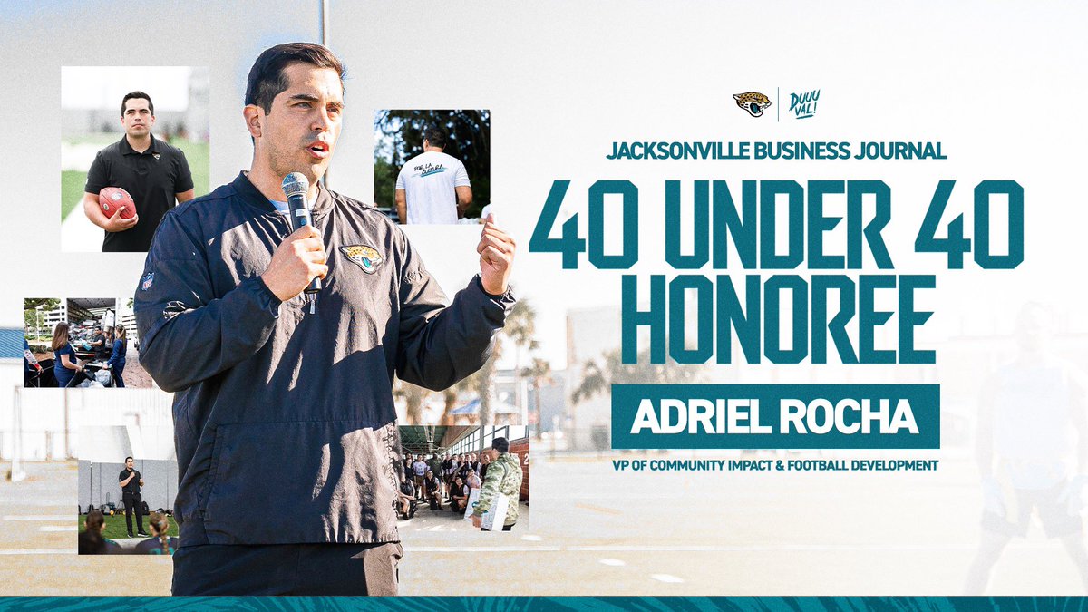 Adriel Rocha (@adriel_rocha) on Twitter photo Thank you <a href="/JaxBizJournal/">Jacksonville Business Journal</a> for the recognition! It’s been an honor to make an impact in this community as a member of the <a href="/Jaguars/">Jacksonville Jaguars</a>. Thank you <a href="/JaxBizJournal/">Jacksonville Business Journal</a> for the recognition! It’s been an honor to make an impact in this community as a member of the <a href="/Jaguars/">Jacksonville Jaguars</a>.