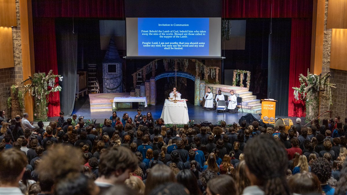 We celebrated the Solemnity of St. Joseph with an all-school Mass this morning (with the 'Into the Woods' set as a backdrop) and treats throughout the day! #AdvanceAlways #LiveJesus