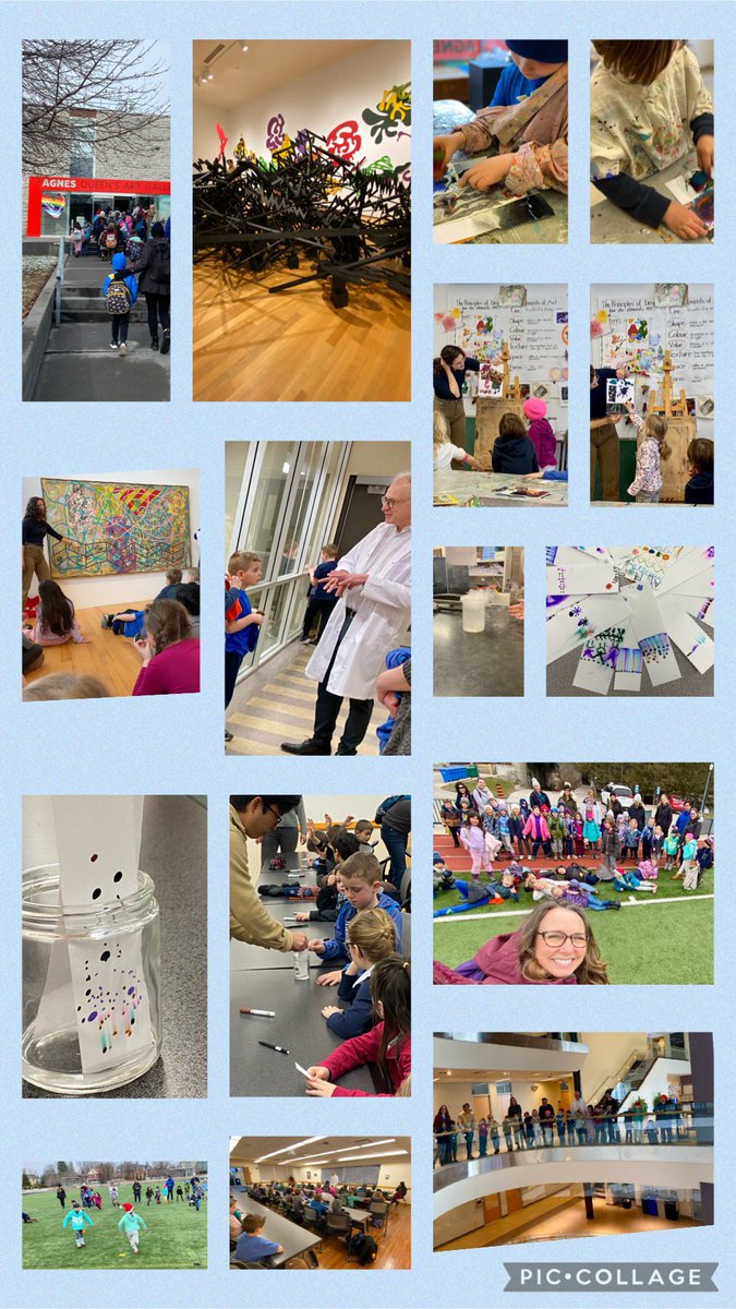 coleschuk's tweet photo. Learning in the community on Queens Campus! Thank you to our volunteers! And big thanks to @KingstonTransit, the Agnes Etherington Art Gallery & Chernoff Hall! A day filled with art, chemistry and snuck in some play on Tindall Field! #futuregaels @EcoleMaple_LDSB @Louise17adam https://t.co/NdkbFQOZZr