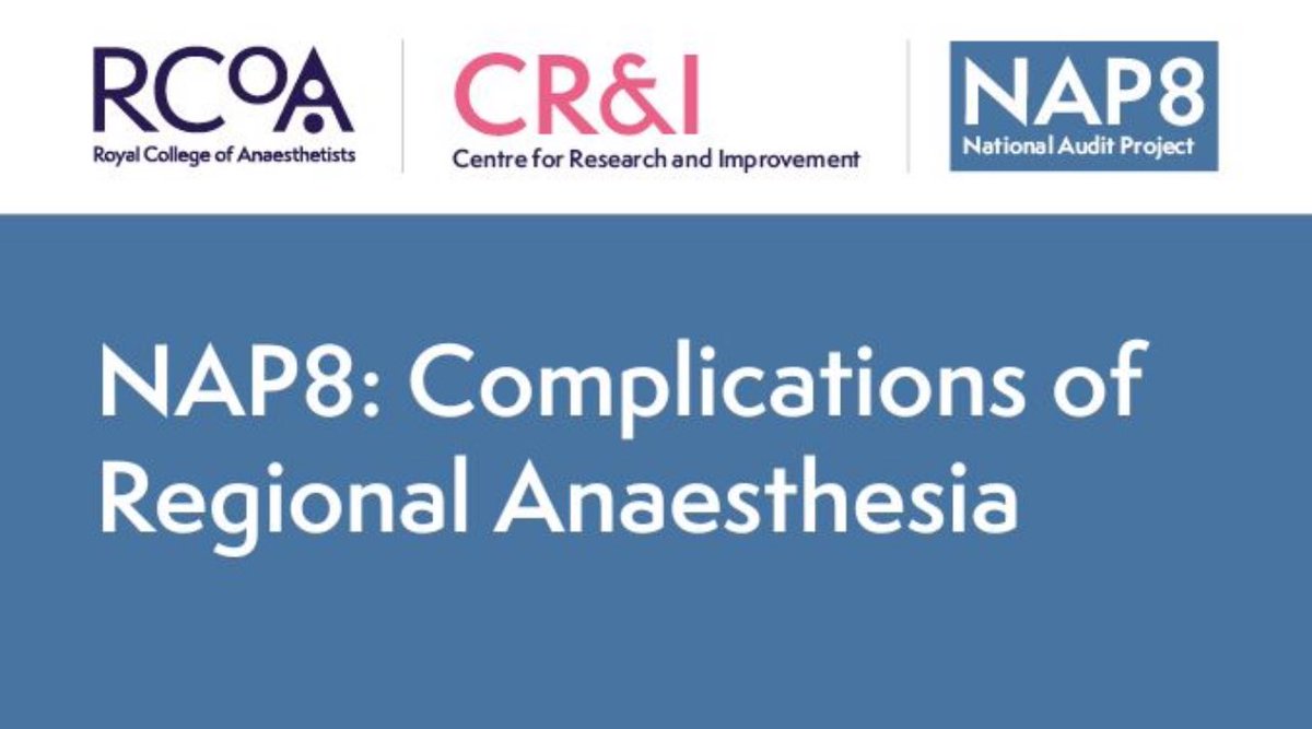 @BJAJournals @bowness_james Delighted that #NAP8 will add even more to regional anaesthesia research, focusing primarily on quantitating major complications of regional anaesthesia. #NAP8 will make some inroads into that question over the next few years. Improved knowledge will inform both clinicians &