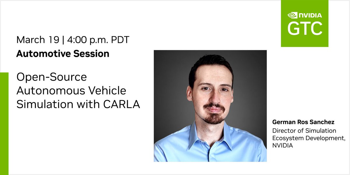 Yesterday, we announced the new #NVIDIAOmniverse APIs for AV Simulation. Check out this session today at 4:00 p.m. PT on our ecosystem partner #CARLA to dive deeper.
