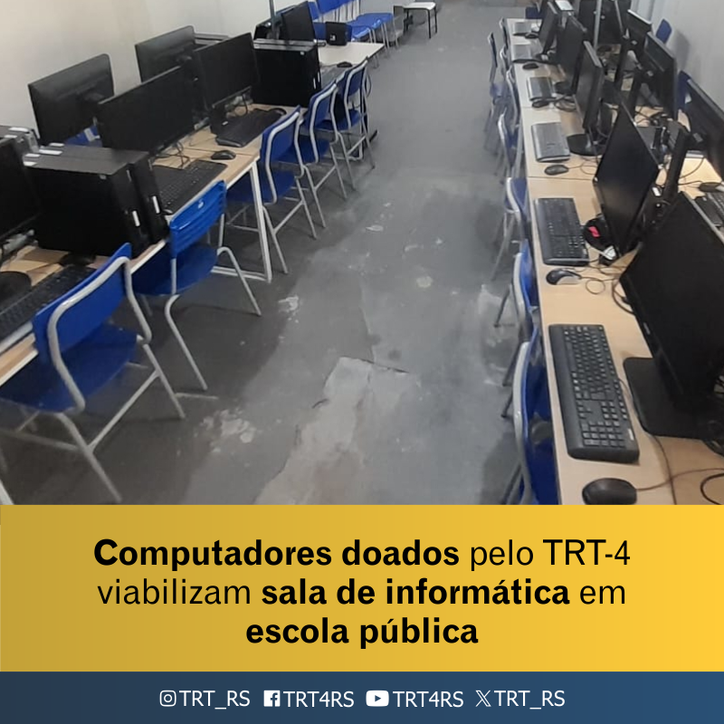 TRT_RS's tweet photo. A Escola Estadual de Ensino Fundamental Leopolda Barnewitz, em Porto Alegre, agora conta com uma sala de informática com 25 computadores

Os equipamentos foram doados pelo #TRT4 juntamente com 10 impressoras

Leia mais: https://t.co/z59KN8kaWC https://t.co/GUTw5qDPot