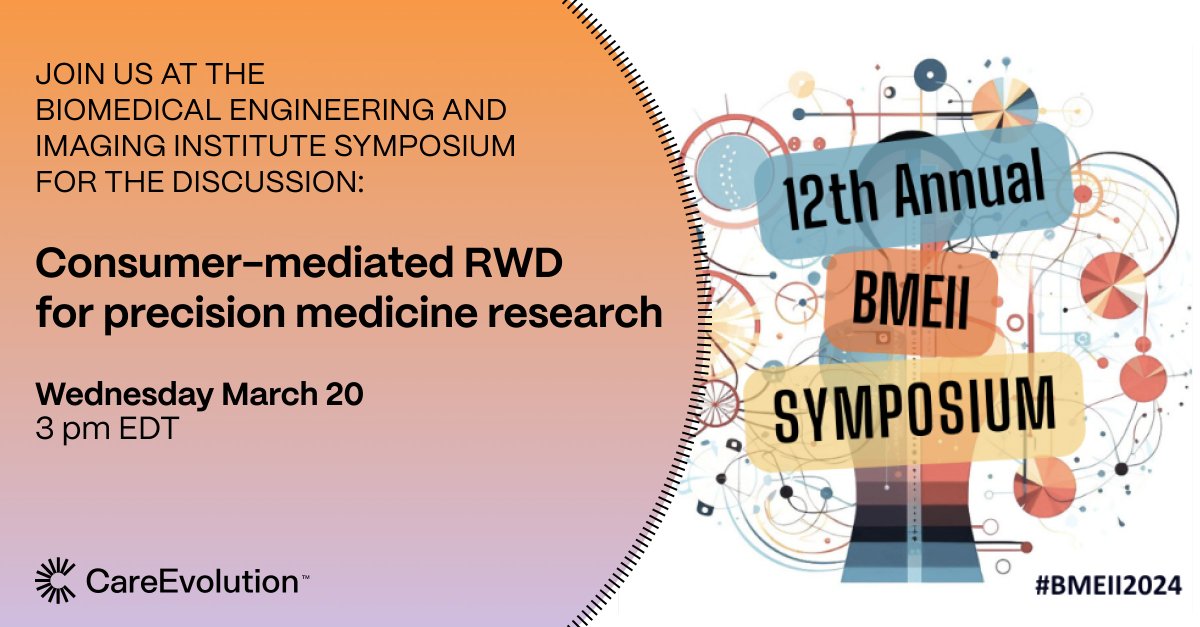 We are pleased to be participating in the 12th Annual BMEII Symposium this week at the New York Academy of Medicine. CareEvolution's Dan Park will discuss consumer-mediated RWD for precision medicine research at the innovation station tomorrow at #BMEII2024. See you there!
