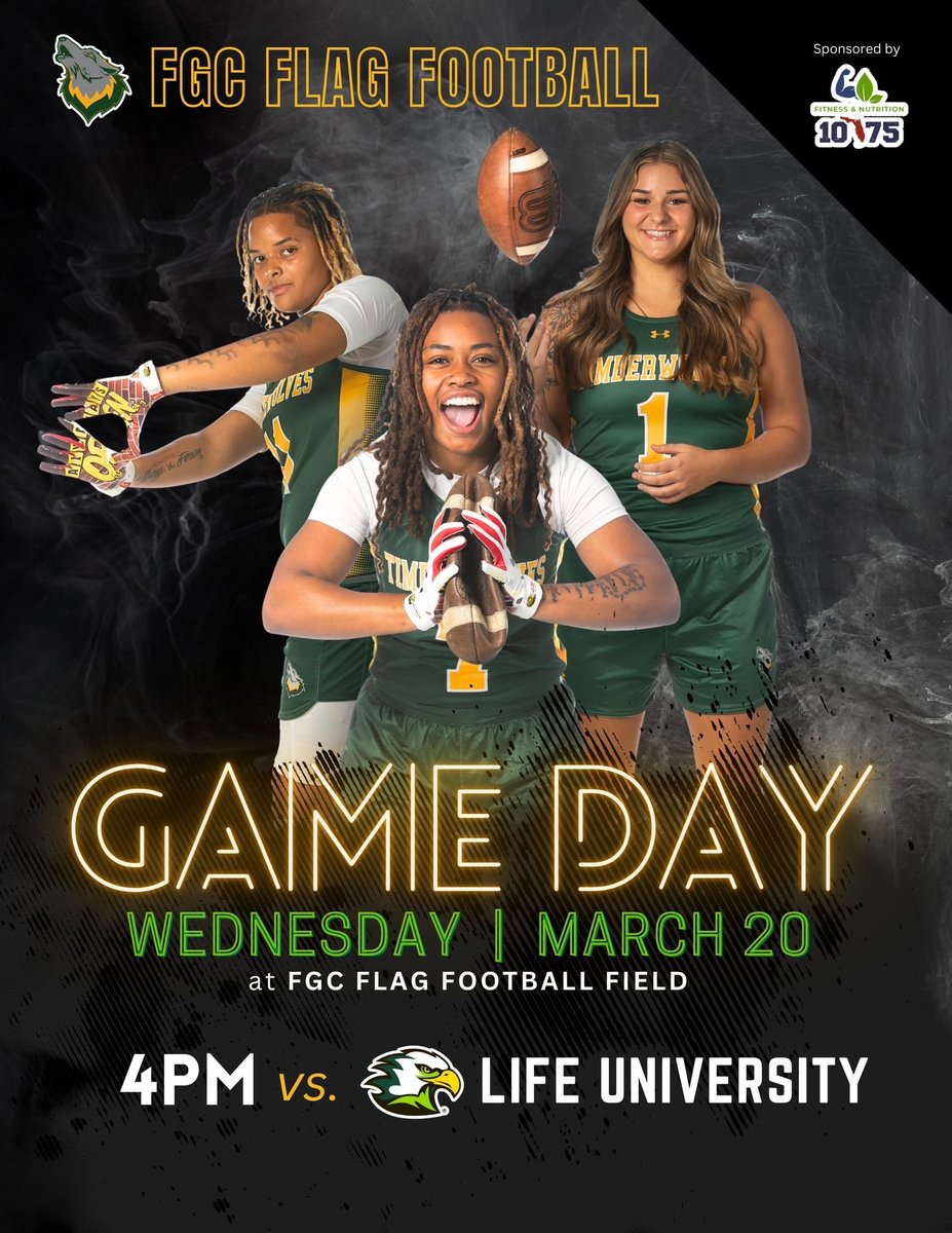 The Wolves are back in action tomorrow against @lifeu_wff ! Come see us! FGC Flag Football sponsored by 1075 Fitness and Nutrition!
