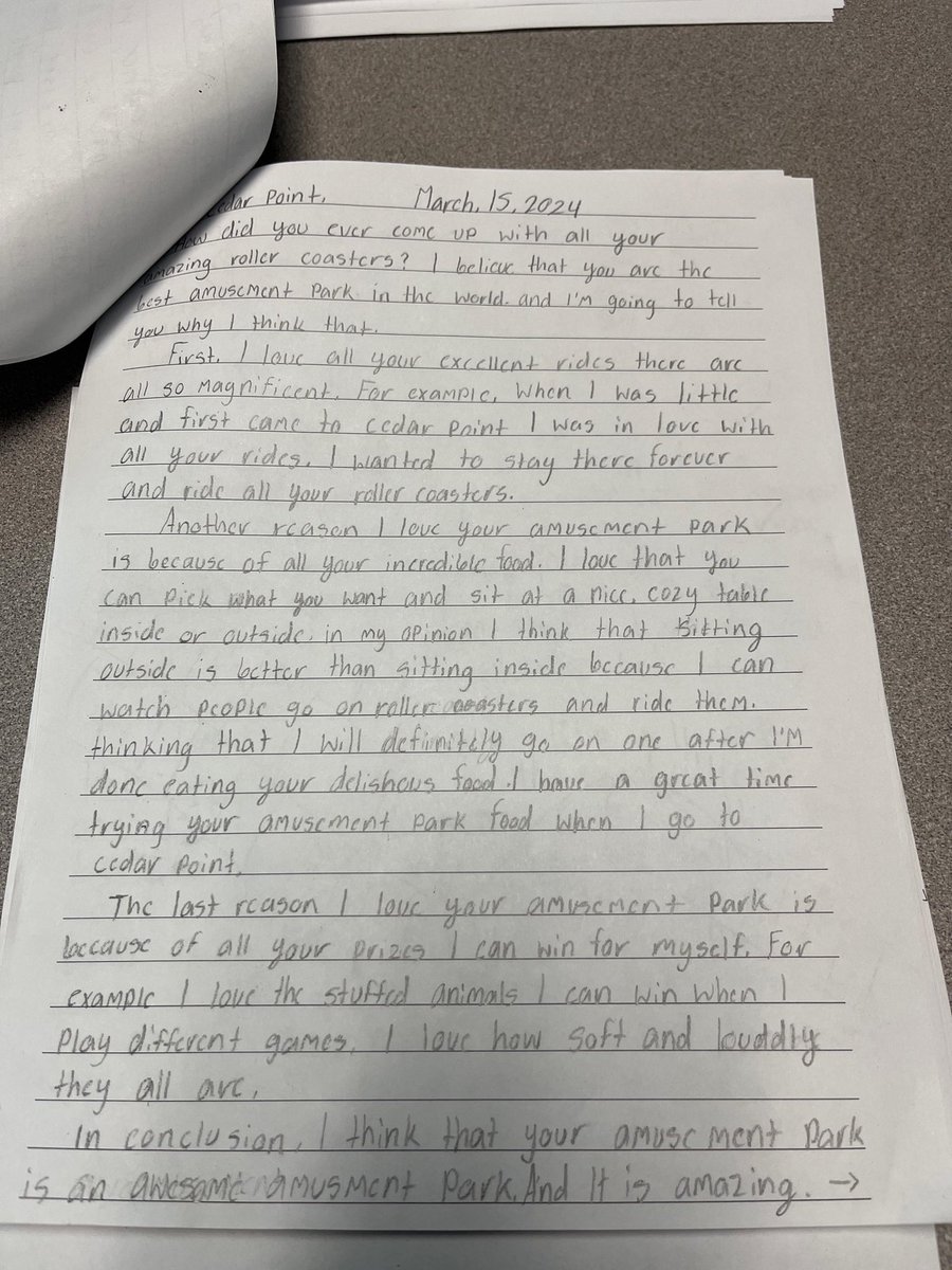 MrsBarringerGL's tweet image. It’s my favorite time of the year where students write letters to their favorite businesses! Here are some samples of their writing. From @Target to @GreatWolfLodge and @cedarpoint, my students are hoping to hear back! #writewithpurpose #GLCSRyan #GoGullLake
