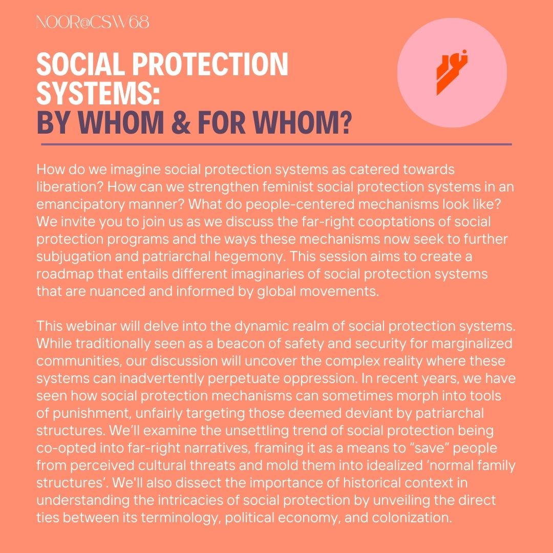 Join us in envisioning social protection systems as catered towards liberation. This webinar unpacks how FR agendas distort these systems, perpetuating patriarchal dominance. 🗓️ Mar 20th, 2024 ⏰ 10:30AM-12:30PM (EST) / 5:30-7:30PM Nairobi 🔗 Register: us02web.zoom.us/webinar/regist…