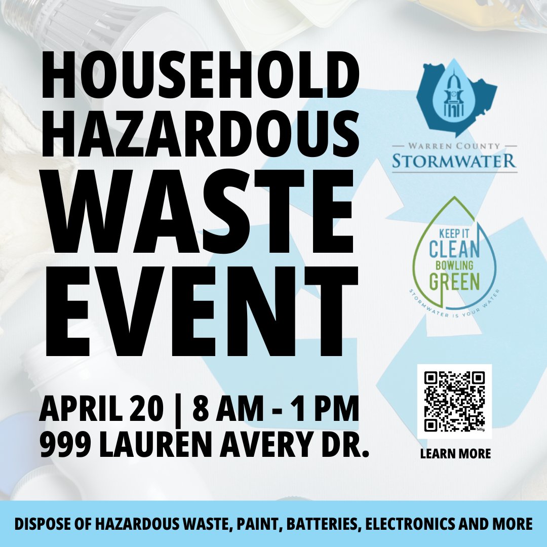 Household Hazardous Waste Day is coming up on Saturday, April 20th! Learn more at: warrencountyky.gov/household-haza…