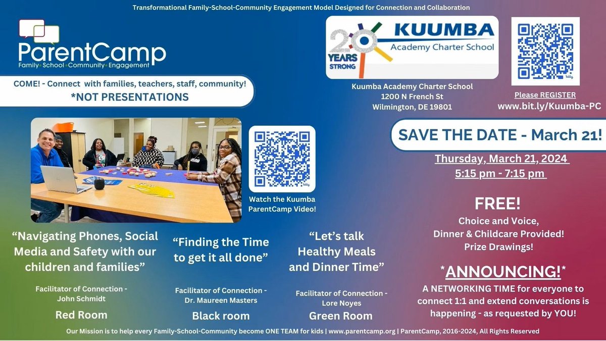 Spring has sprung bringing new beginnings, the renewal of familiar acquaintances & @kuumbaacademyde's seventh (!) #ParentCamp. We hope to see you there! buff.ly/3Ps4RK3 #FSCE #DEDelivers #Delaware #DEDOE #Education #ParentEngagement