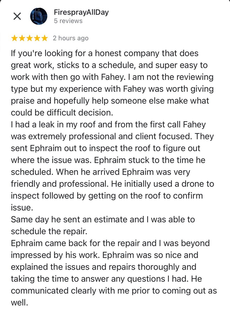 FaheyRoofing's tweet photo. New Review Alert https://t.co/TgCF93oAkJ