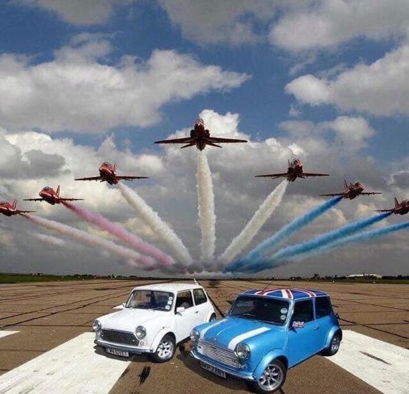 BritChickSocial's tweet photo. This little beaut came up in my memories today. So quintessentially British. Hoping the #redarrows come back to Halifax one day. Also, I call dibs on one of those coopers!
#minicooper #minilove #britchick https://t.co/161B6Ba0Nf