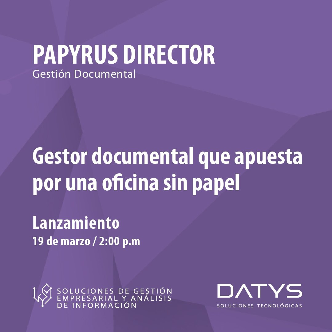 DatysCuba's tweet image. 🎯A las 2:00pm estaremos realizando el lanzamiento de Papyrus Director, nuestro gestor documental que apuesta por una oficina sin papel. 
🧑‍💻Conoce los beneficios que le ofrece a tu empresa.
¡No faltes! 
#PorUnaSociedadDigital #datys #DatysenInformatica2024