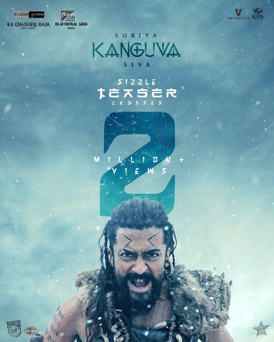 Storming all around with 2 Million+ views 🔥

Catch #KanguvaSizzle Tease🦅
🔗 youtu.be/ByCDEmNig7Q

#Kanguva ⚔️

<a href="/Suriya_offl/">Suriya Sivakumar</a> <a href="/DishPatani/">Disha Patani</a> <a href="/thedeol/">Bobby Deol</a> <a href="/directorsiva/">siva+director</a> <a href="/ThisIsDSP/">DEVI SRI PRASAD</a> <a href="/StudioGreen2/">Studio Green</a> <a href="/GnanavelrajaKe/">Gnanavelraja Ke</a> <a href="/UV_Creations/">UV Creations</a> <a href="/KvnProductions/">KVN Productions</a> <a href="/PenMovies/">Pen Movies</a> <a href="/jayantilalgada/">Dr. Jayantilal Gada (PEN)</a> <a href="/NehaGnanavel/">neha nehu:)</a>