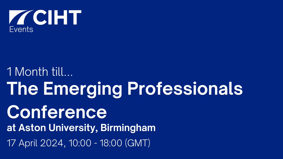 There's only a month to go till the #CIHTEPConference24. The Emerging Professionals Conference see's early careers professionals from across the sector join influential names to discuss & hear about key issues. Book TODAY: rb.gy/x7s4wv