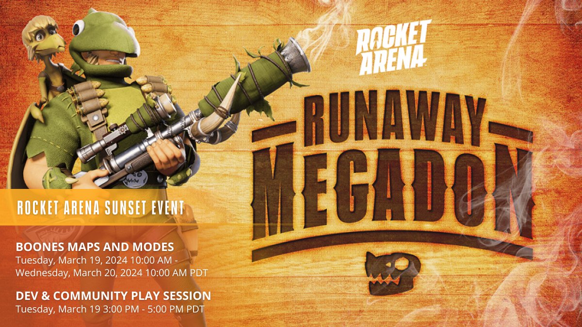 Venture into the Runaway Megadon pvp playlist today, featuring regular modes along with Splat and Blast Ball! Playlist active: Tuesday, March 19, 2024 10:00 AM - Wednesday, March 20, 2024 10:00 AM PDT Dev+Community Play Session: Tuesday, March 19 3:00 PM - 5:00 PM PDT