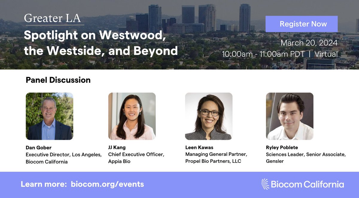 BiocominLA's tweet photo. 🚨🗣️Don’t forget to register! TOMORROW  @biocom hosts a riveting, speaker-packed webinar Spotlighting the Westside “micro-cluster.” We’ll be hearing from experts in the #lifescience industry discuss what’s needed to keep this region growing. Register ➡️ https://t.co/IwnKD39iyG https://t.co/0t6eQVPazF