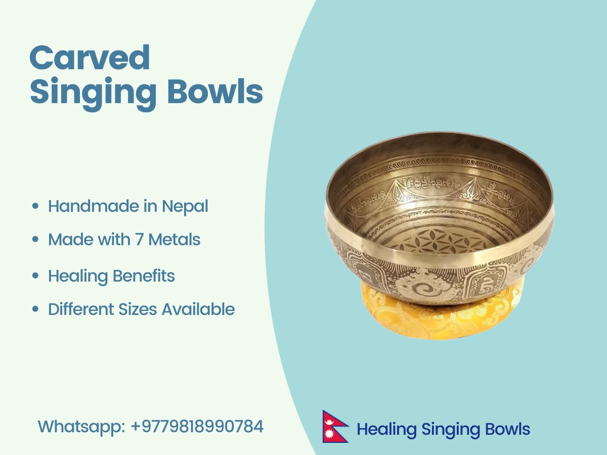 Harmonize your space with the enchanting resonance of our Carved Tibetan Singing Bowls! 🕉️✨ Elevate your meditation and energy balancing rituals with sacred symbols and serene vibrations. #SingingBowls #SacredHarmony #MeditationEssentials