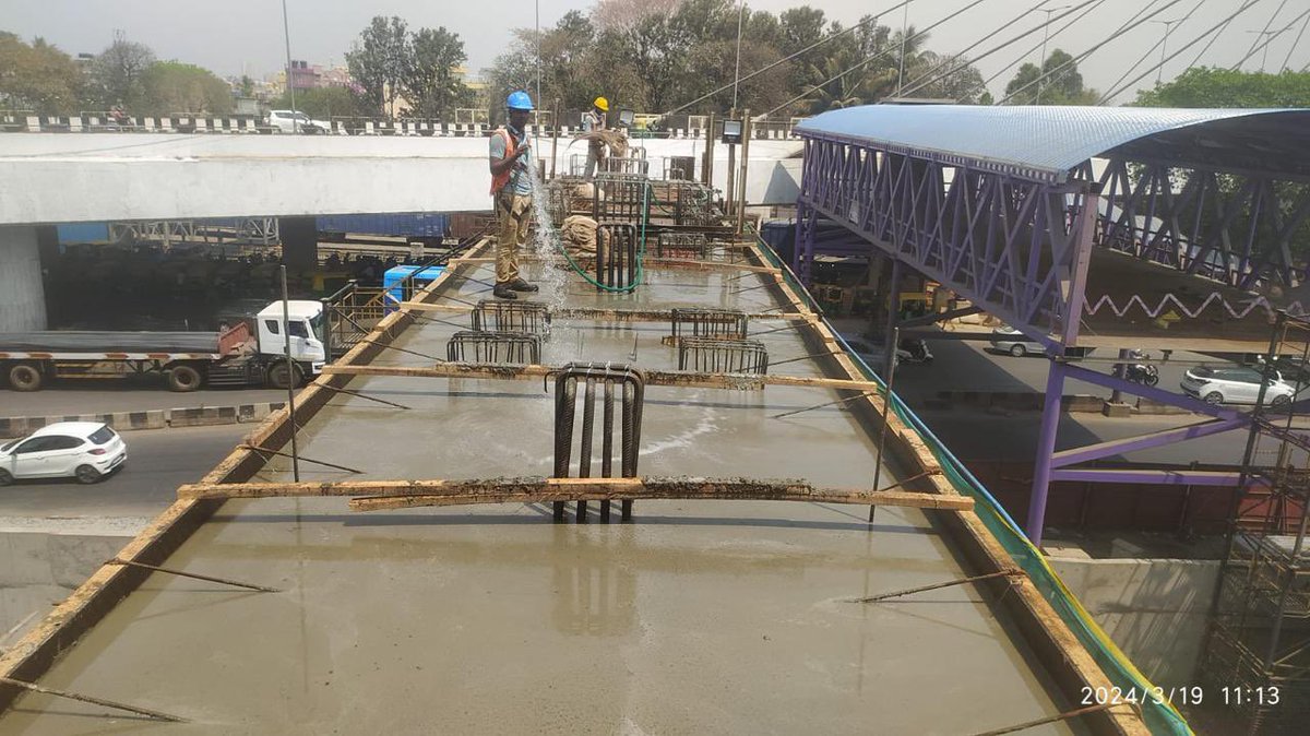 MTF_Mobility's tweet photo. FOB at KR PURA Metro Station - 2nd level beam casting done
Project is delayed by about 3 months. Hope to see BMRCL expediting the work and finish the deck slab soon
#INTERMODALCONNECTIVITY
@MALimbavali @ArvindLBJP @manoharGABJP @Clementcjayakum https://t.co/7BMMBsc9Dd