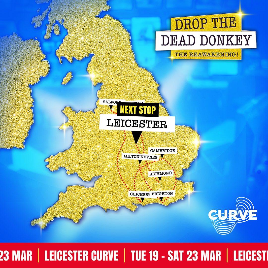 Tonight #DropTheDeadDonkey opens at @CurveLeicester, where we play until Saturday 23 March! 📺 Have you got your tickets yet? If not, head to the link in our bio! ✨