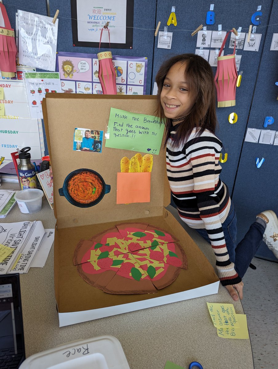 Shout out for a very creative bilingual book report by CES student Zoe! After reading “Number the Stars” by Lois Lowry, Zoe’s book review stood out for its creativity & using 2 languages! She made a (fake) pizza where each slice hid English & Spanish details from the book.