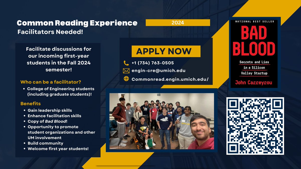 Help build community among the incoming first-year undergraduate engineers in the Fall - sign up to be a CRE Facilitator! We are looking for UG and Grad engineering students to welcome our first-year students through this role! Sign up at tinyurl.com/2m2tkmy8!