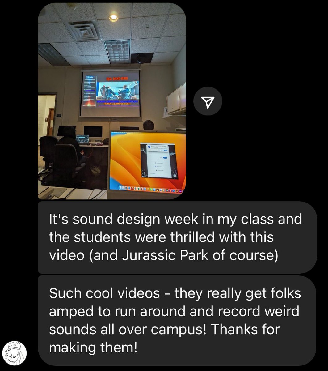 I love seeing my INDEPTH videos in the classroom! This sighting is at Penn State of the <a href="/EvilDead/">Evil Dead</a> Rise video I shot in Copenhagen with the ever brilliant Peter Albrechtsen <a href="/lydrummet/">Peter Albrechtsen</a> 

Check out the full video here! youtu.be/lL3NFp5C6u4

#sounddesign #gameaudio #filmsound
