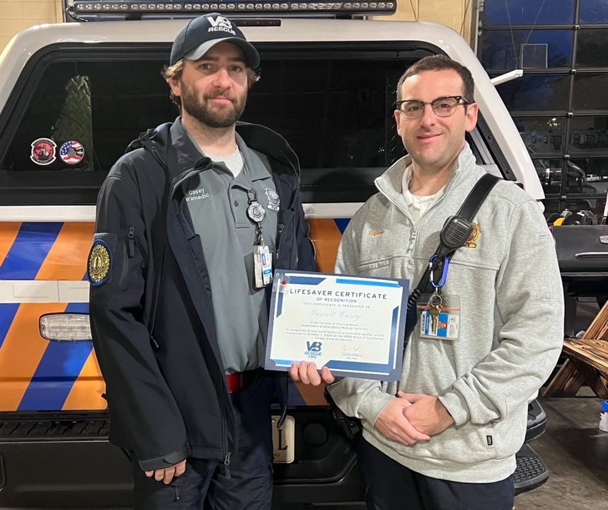 Congratulations to Paramedic Garrett Casey on earning a Lifesaver Award! Do you want to make a difference and save lives? ☑️ Visit ems.virginiabeach.gov/volunteer to start your application today. ☑️ For career opportunities with VB EMS, ems.virginiabeach.gov/careers. #VBRescue #EMS #VBEMS