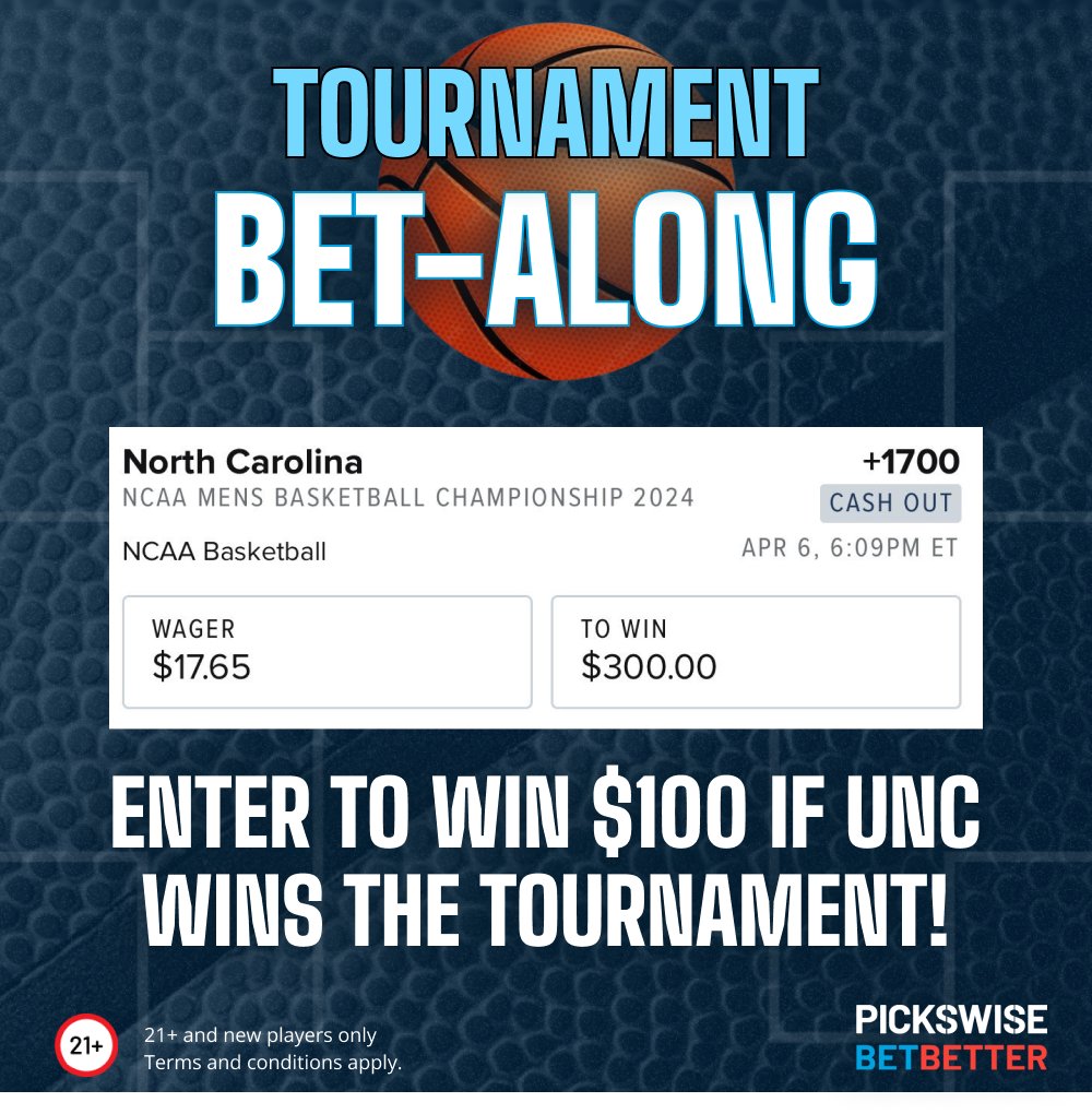 Pickswise's tweet photo. 🚨 MARCH MADNESS $300 GIVEAWAY 🚨

We're betting these 3 NCAA Tourney title futures: 
🏆 Arizona (+1300)
🏆 UNC (+1700)
🏆 Texas Tech (+7500)

If ANY of these teams win, we're giving 3 followers $100 each 🤑

Simply RT &amp; Like this to enter. Good luck 🤞 https://t.co/JAsA2V9qD8
