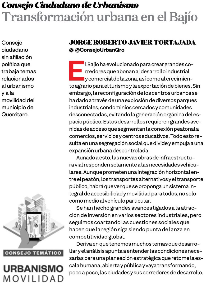#Querétaro ha sido muy exitoso en atraer inversiones, empresas y personas foráneas, pero parece dejar a un lado las cuestiones sociales que nos hacen competitivos. 

Les invitamos a leer nuestra columna de este sábado, por <a href="/wave_arq/">Jorge Javier</a>, en el <a href="/ADQueretaro/">AD Querétaro</a>👇

aldialogo.mx/opinion/2024/0…