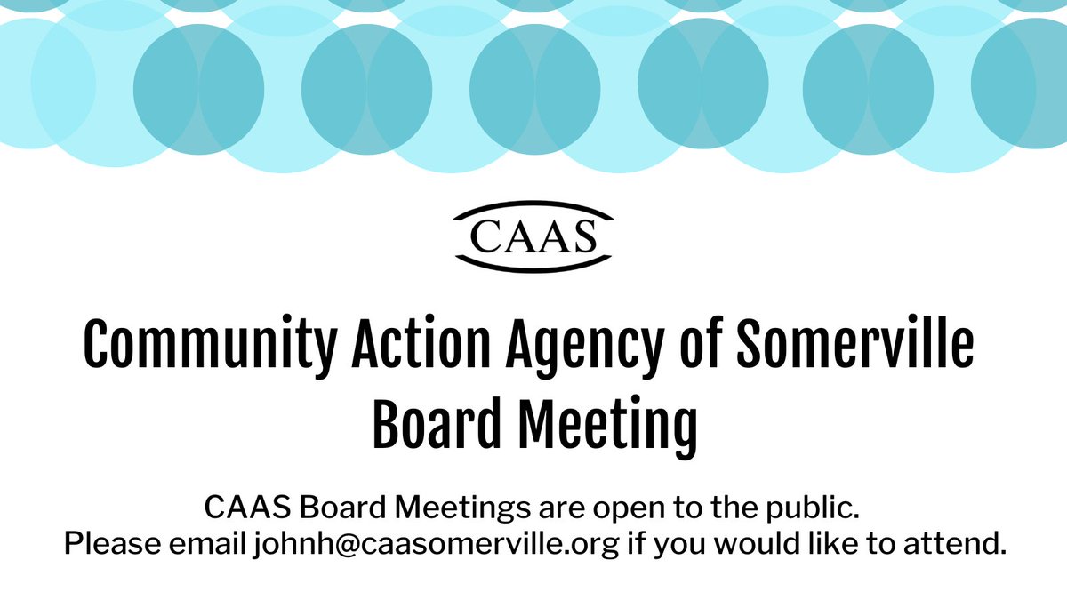 CAAS board meetings are open to the public -- Our next board meeting is coming up on Tuesday, March 26th from 6:00 - 8:00pm on Zoom. Please email johnh@caasomerville.org if you would like to attend.