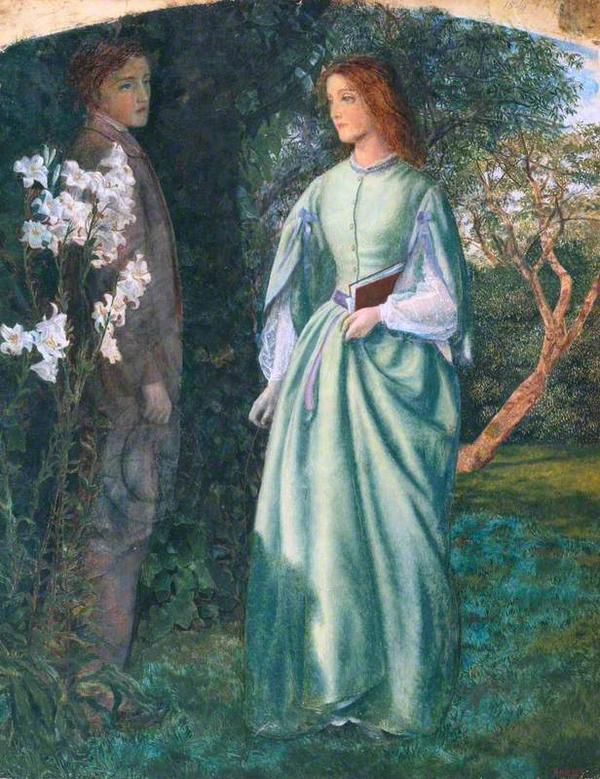 Aurora Leigh's Dismissal of Romney - The Tryst (1860)__ Arthur Hughes, 1832–1915, English painter youtube.com/watch?v=zDO0Rg…