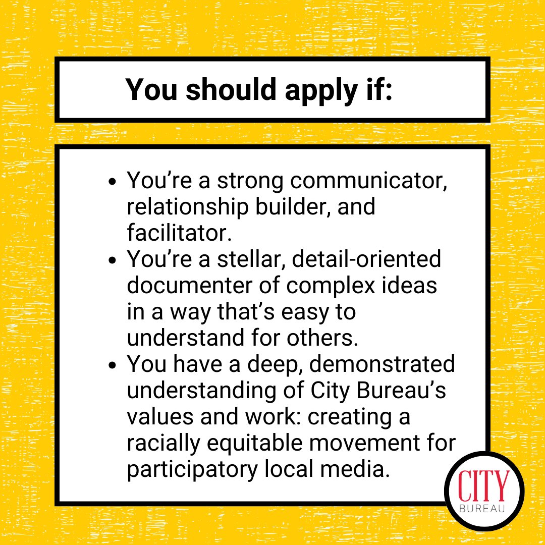 💼 #Hiring! Our #DocumentersNetwork is searching for a community-builder w/ project management & comms skills.     

Help us grow a national participatory media network as our Docs Network Coordinator! 

💰$57,500 & benefits 
📍 Remote
✍️ Apply by April 21 citybureau.org/documenters-ne…