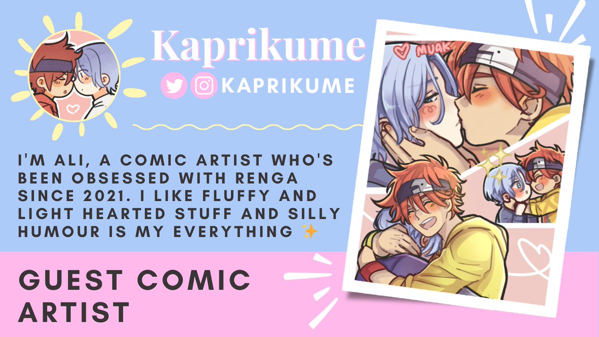 rengasummerzine's tweet photo. 🩷 GUEST SPOTLIGHT 💛

Our next guest has been feeding us with funny comics since Sk8 first came out! We absolutely can't wait to see what the amazing @kaprikume does next! 🌴 https://t.co/EfhhNGwusF