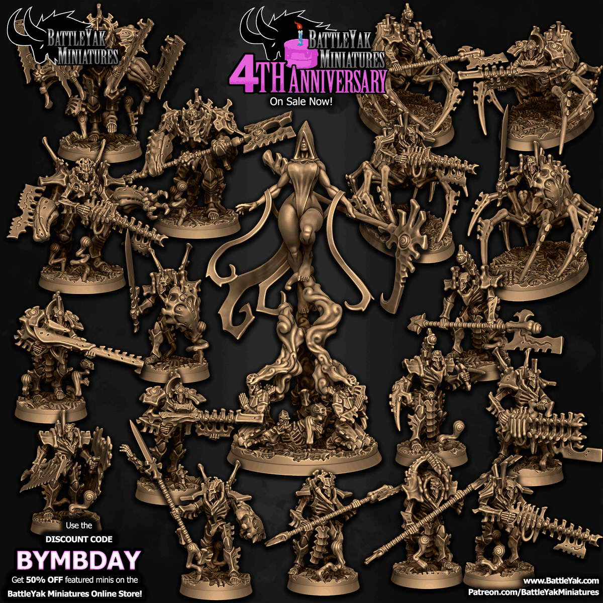 Battle Yak Miniatures turned 4 years old this March! Celebrate on the online store with the code BYMBDAY! battleyak.com #3dprinting #tabletopgaming #3Dsculpting #dnd #pathfinder #wargaming #ttrpg #eldritch #undead #miniatures