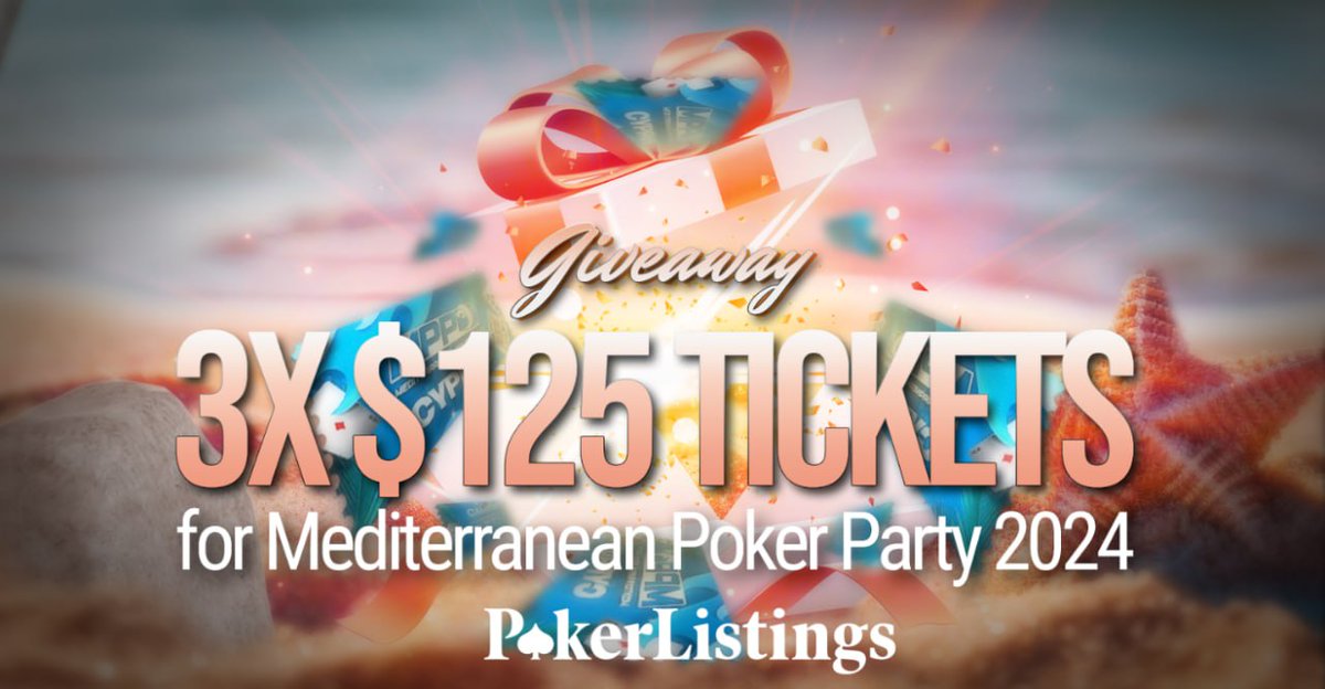🎉🌟 GIVEAWAY ALERT 🌟🎉 Get ready to hit the tables at the @eaptpoker Mediterranean Poker Party 2024 in Cyprus! 🃏 We're giving away 3x 125 satellite tickets to qualify at @GGPoker for this epic event! 🏆♠️ To enter: ➡️Follow us ➡️Retweet this tweet ➡️Tag 2 poker buddies