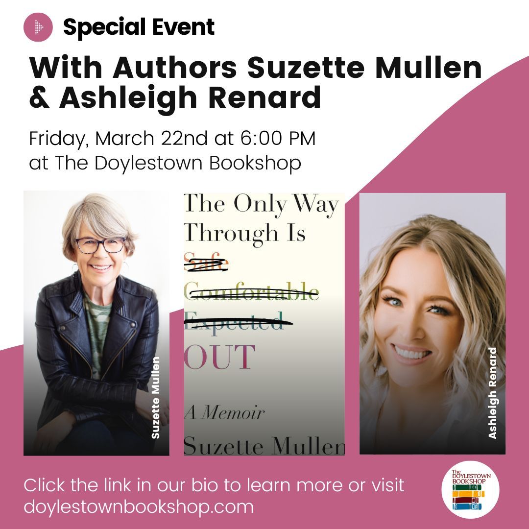 This Friday, 3/22 ~ authors @Suzette_Mullen and @Ashleigh_Renard as they discuss and sign The Only Way Through Is Out. Click here for more info: buff.ly/3TJaJ4b