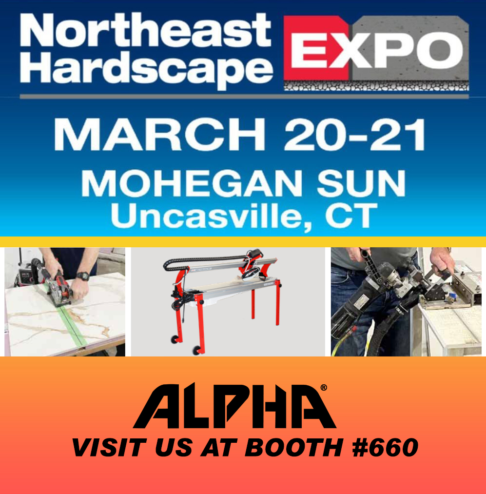 alphaprotools's tweet photo. The Northeast Hardscape EXPO opens tomorrow at 8am! Come meet Alpha's team at Booth #660.

#alphaprotools #northeasthardscapeexpo #hardscape #hardscaping #railsaw #dustshroud #hepavacuum https://t.co/ZLN3slcvfY