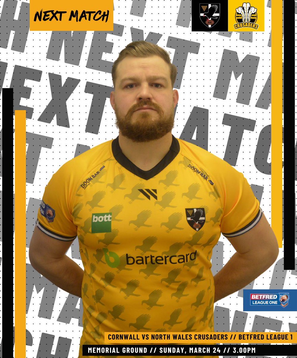𝗟𝗼𝗮𝗱𝗶𝗻𝗴...⏳

🆚 <a href="/NWCrusaders/">North Wales Crusaders</a> 
🏟 Memorial Ground
📆 Sunday, March 24
🏆 <a href="/Betfred/">Betfred</a> League 1
⏰ 3.00pm
🎟 Tickets on sale now!

💛🖤 #Kernowkynsa #RugbyLeague