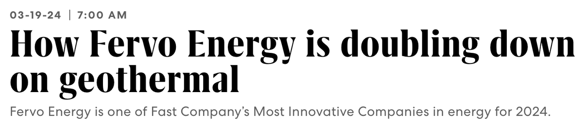 Proud to work with the whole @fervoenergy team -- which takes innovation seriously across every part of the company, from drilling and geoscience to policy and development. fastcompany.com/91030542/fervo…